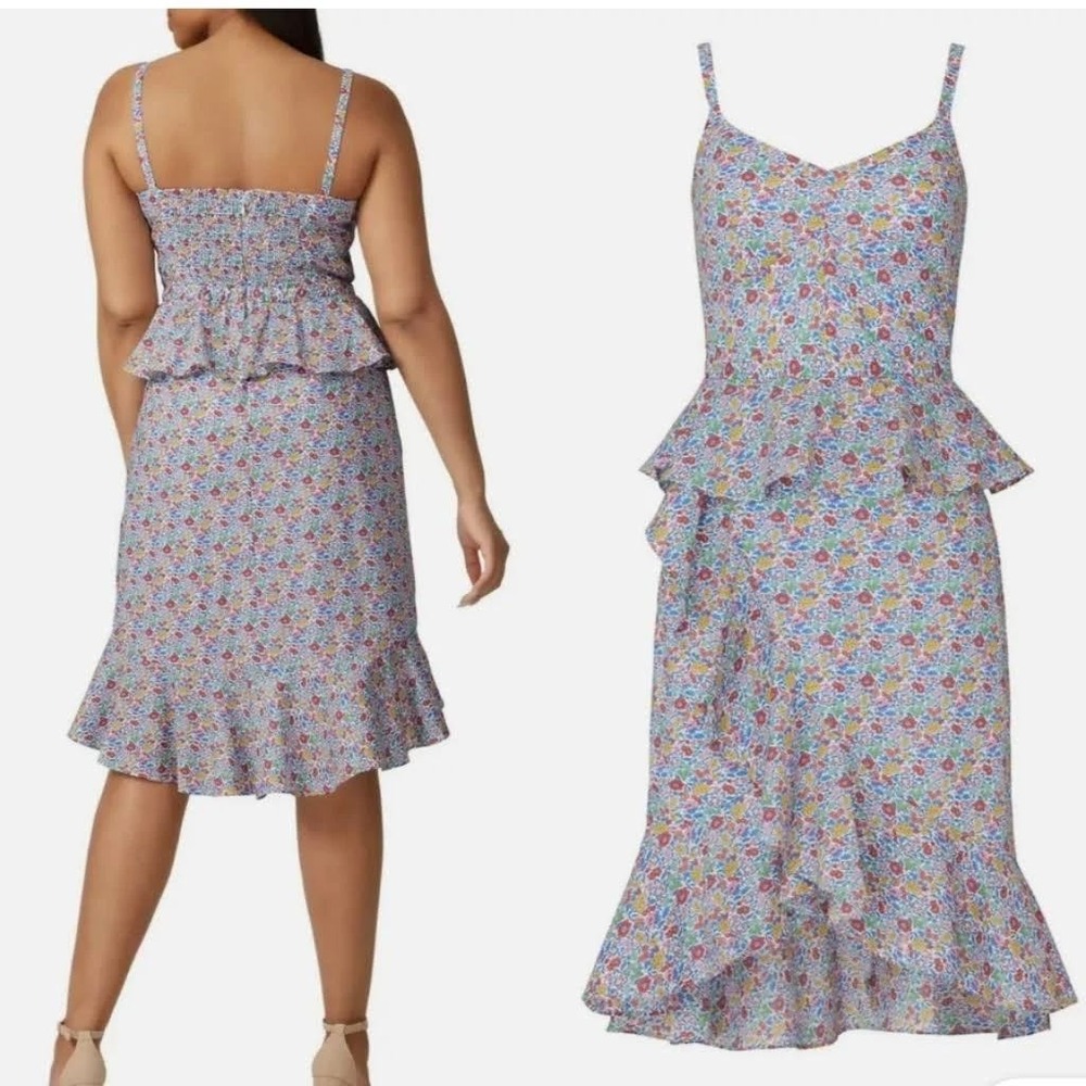 J. Crew Liberty London Floral‎ Ruffle Dress High Low Hem Size 6